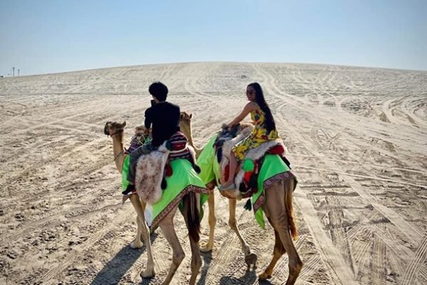 LONG CAMEL RIDE OVER THE DUNES WITH TRANSPORT
